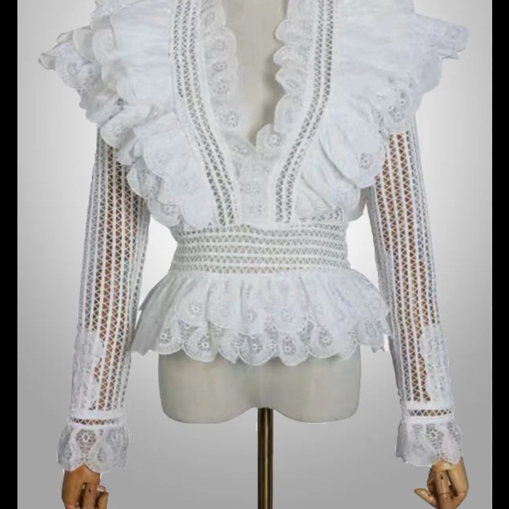 Gracia White Lace Ruffle Blouse - Picture 4 of 5